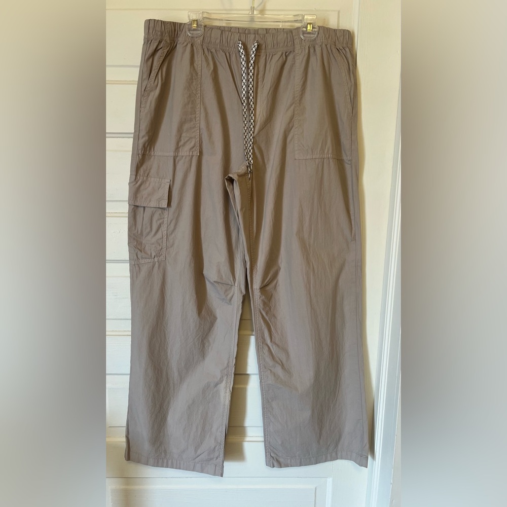 aerie Taupe Wide-Leg Track Pants with Drawstring
